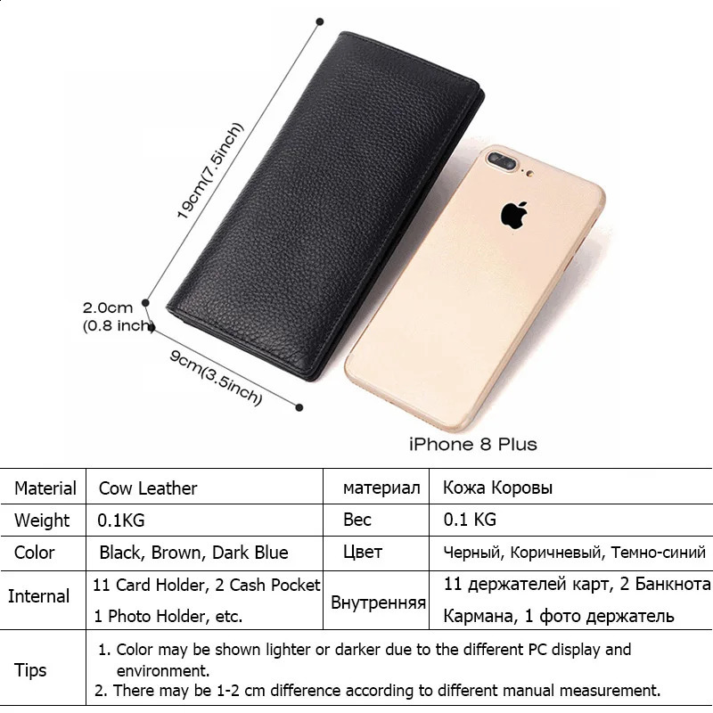 Mens Wallets Genuine Leather Men Purse Long Wallet Real Cowhide Mens Money Bag Phone Wallet Man Card Holder 240828