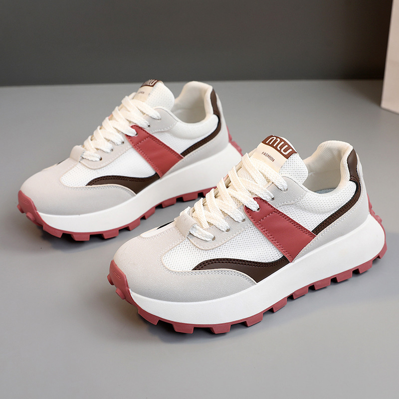 Ddmysports G New Little White Women Spring Summer Thick Sole Elevated Casual S Board Shoes Breathable Round Toe Durable For Transport OUTDOOR
