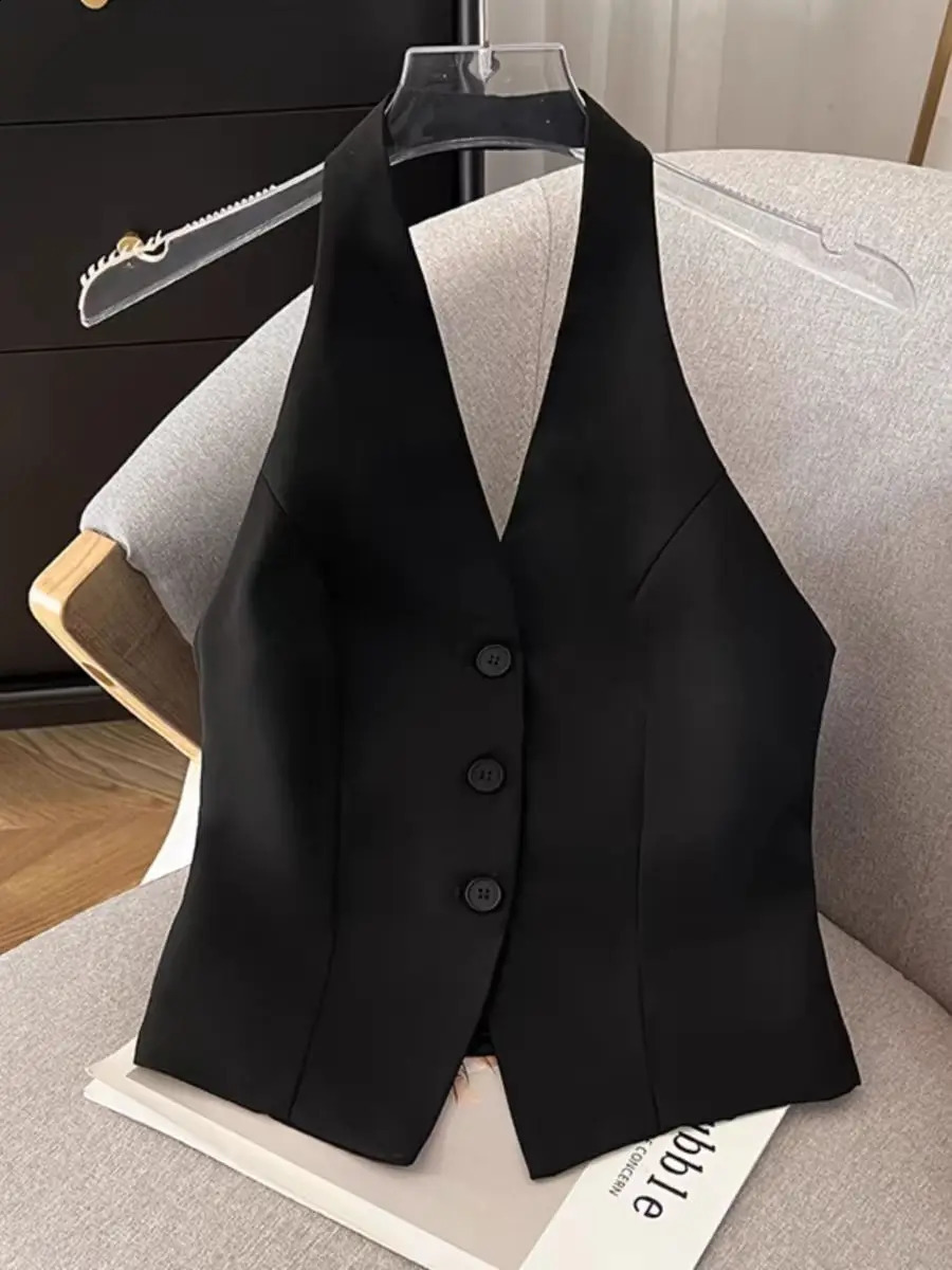 Strapless backless vest womens vest clothing trend top n sleeveless vest black fashion vest 240828