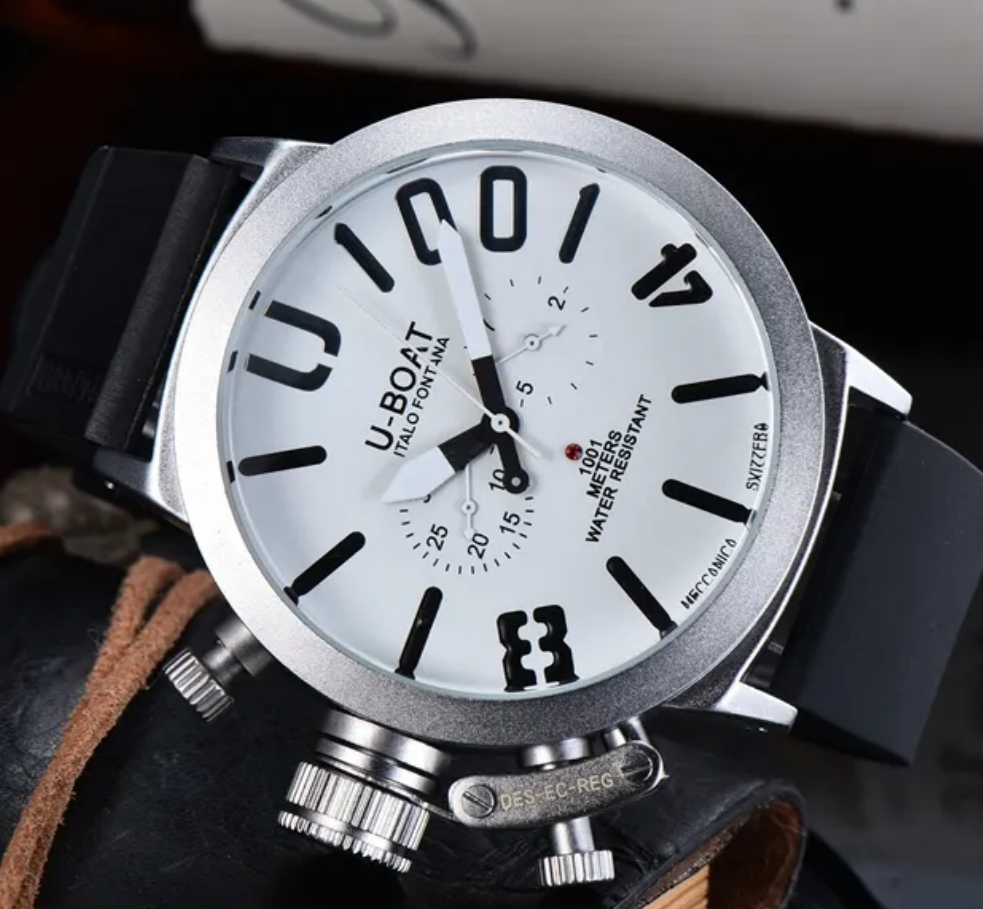 U Big Boat Wrist watch 2024 Five stitches Automatic Mechanical Watches Men's Sports Silver Black Rubber Classic Round Top luxury Brand watch Self Wind Montre de