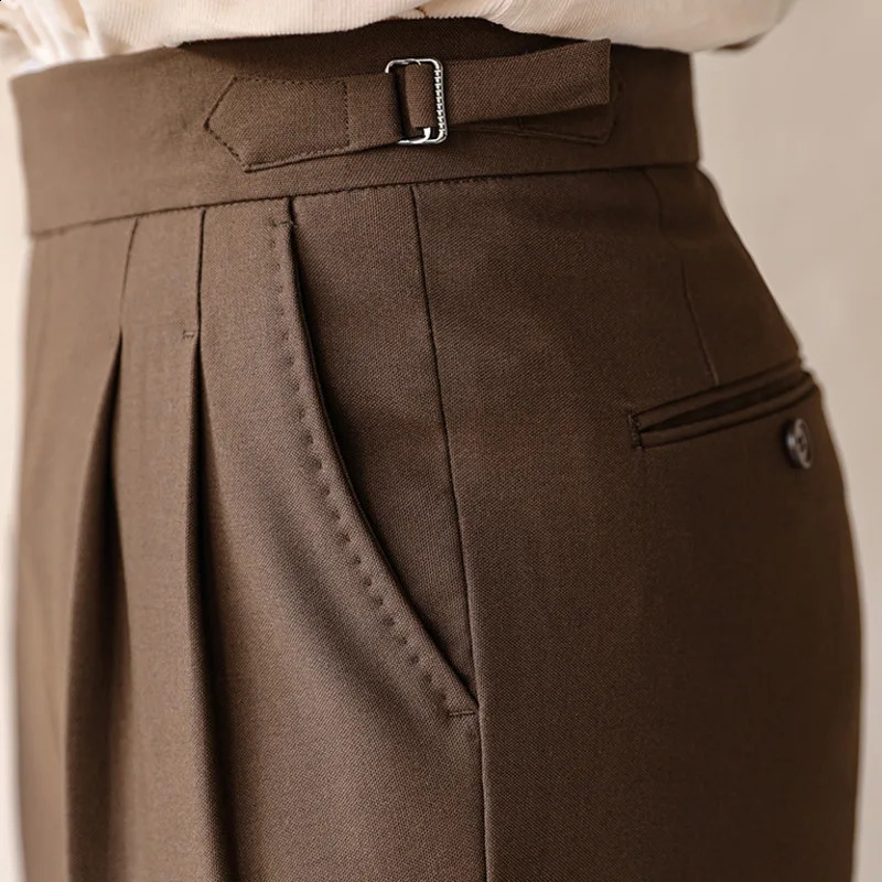 Top leisure high waisted straight leg mens three person walk autumn Paris ultra-thin mens business three person walk Naples Pantalones Hombre 240828