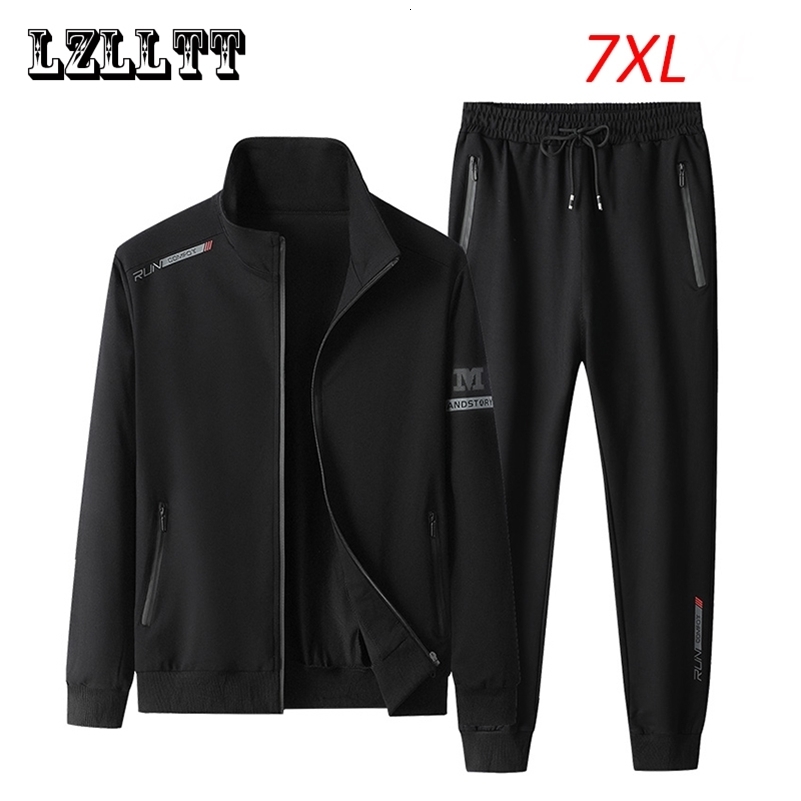Spring and Autumn Mens Casual Sports Jogger 2-piece Sportswear Set Mens Sportswear Printed Set Mens Sportswear Jacket Large Size 7XL 240827