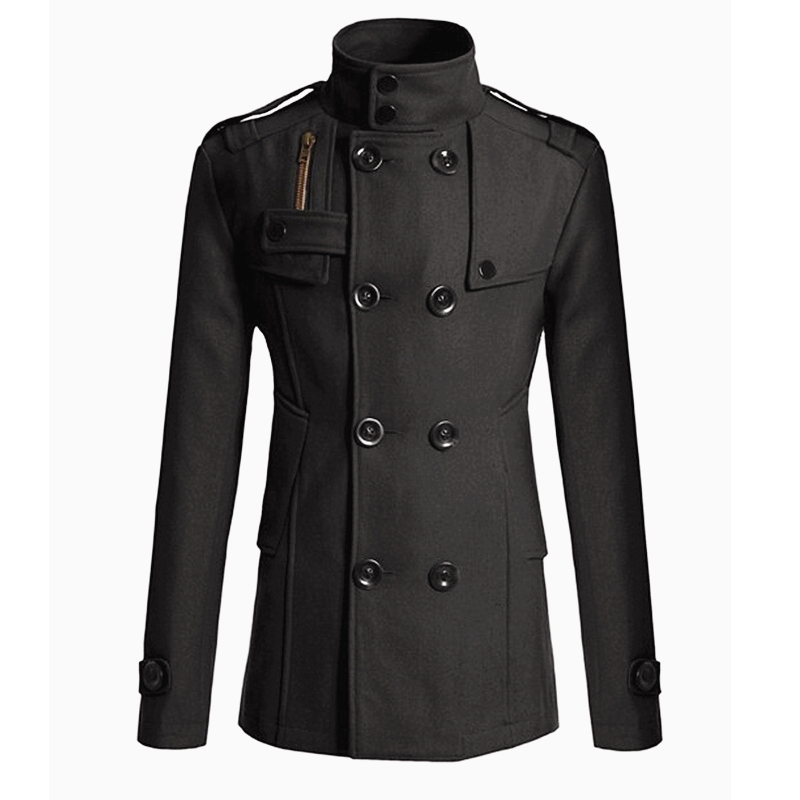 mens wool coat long windproof casual clothing 240827
