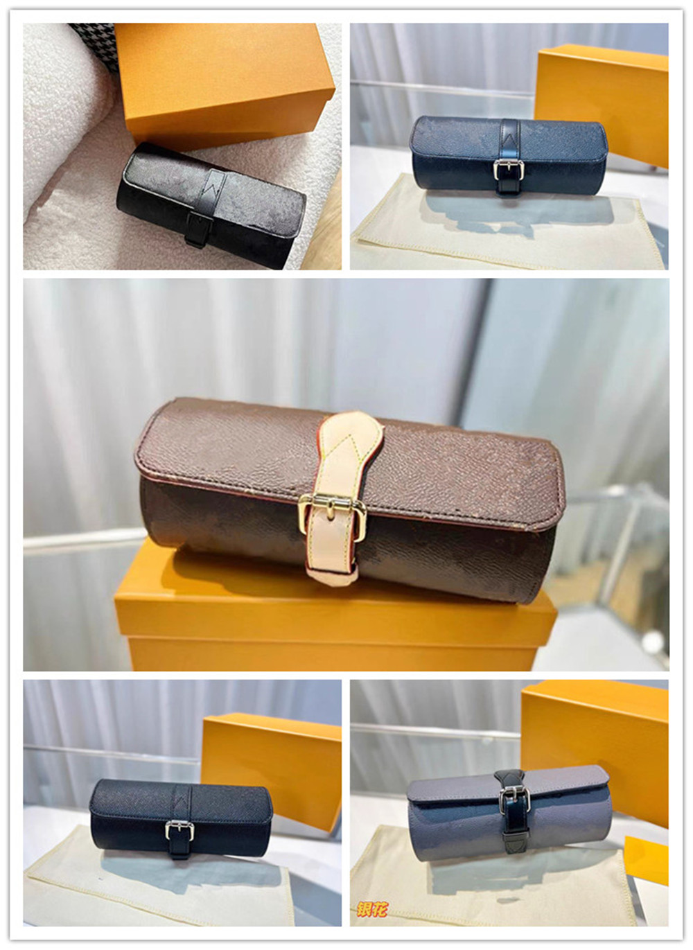 watch box 2024 Designer Watch Case Designer Clutch for Men 3 Pcs Watch Protection Case Women Clutch Canvas Leather Waterproof Men