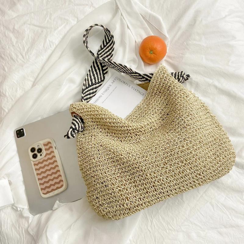 Drawstring Women Vintage Hobo Bag With Wide Geometric Strap Crochet Beach Handbag Large Capacity Weaving Travel Ladies Summer Daily 00a1 4
