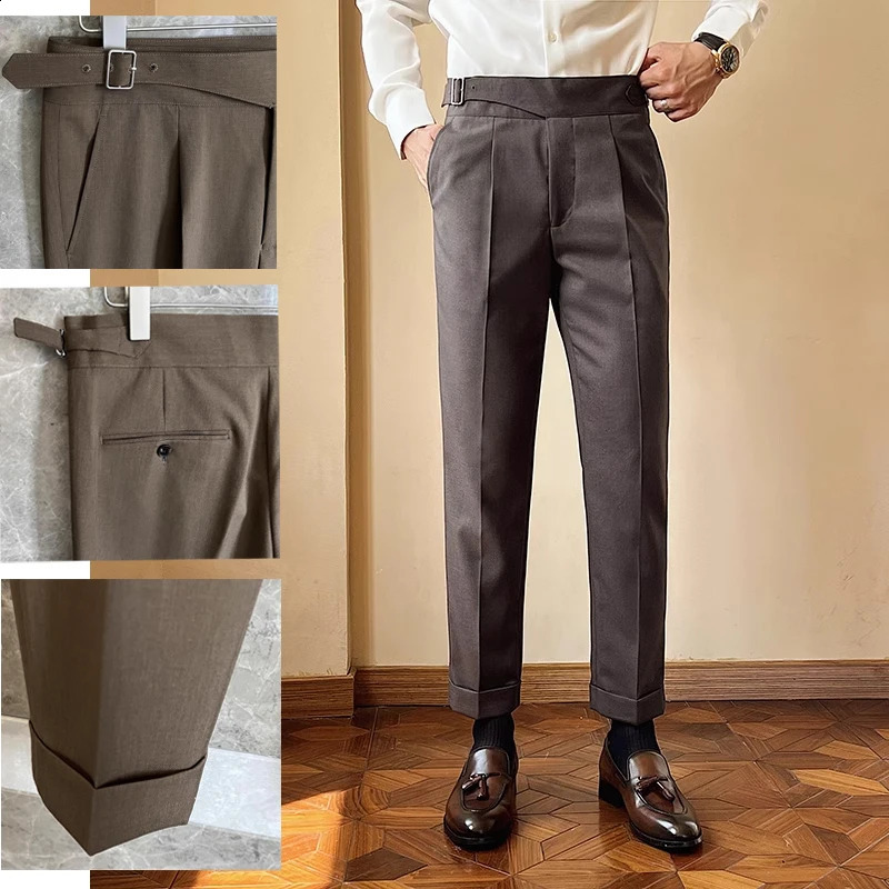 British style Kukolka mens waist belt part Naples set for business casual formal wedding party dresses straight Trouser. 29-36 240828
