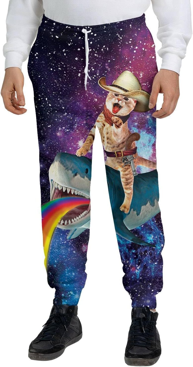 Sweatpants Mens 3D printed pants Funny Cat Shark Rainbow Christmas Sweatpants Men Galaxy Joggers Mens Sweatpants for Men Sweat pants