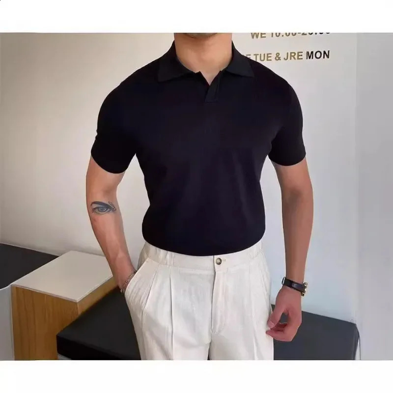 Japanese Youth Fashion Summer Standard Short Sleeve Trendy Edition Simple Polo Shirt Mens Wear 240828