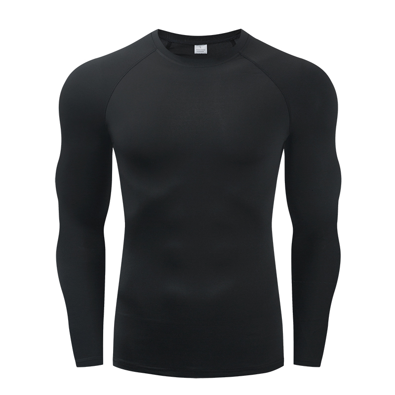 Mens compression running Tshirt tight fitting long sleeved sports training jogging shirt gym sportswear quick drying Rashgard w240827