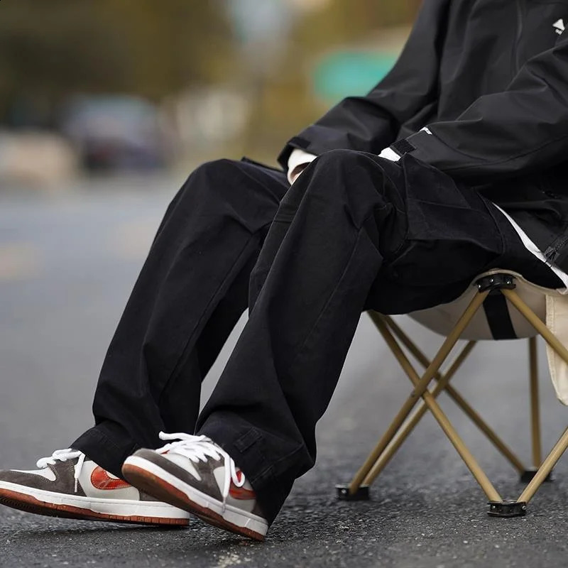 Slacks Hip Hop Baggy Trouser Mens Straight Multi Pocket Cargo Pants Y2k Street Retro Stretch Regular Suitable XL 240827