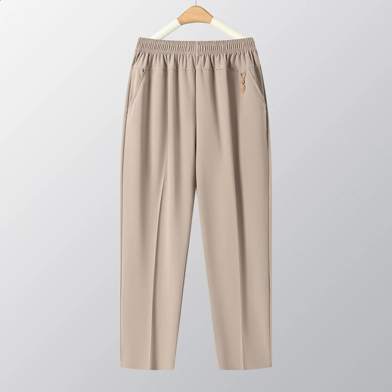Large Summer Womens Pants Thin High Waist Elastic Loose Straight Pants Female Middle aged and Elderly Mother Casual Mens Wear 6XL 7XL 8X 240828