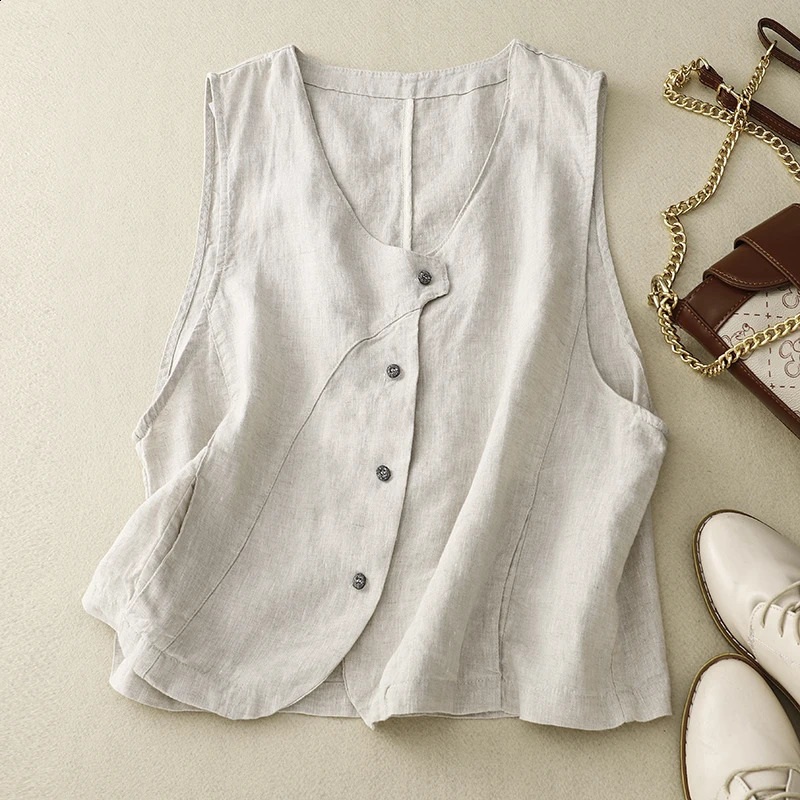Solid color irregular sleeveless waistband for women Korean style n feels loose and elegant casual vest 240828