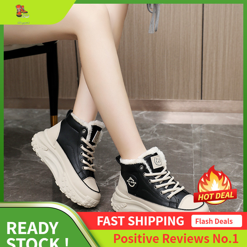 Ddmysports Q Plush Dad Winter New Korean Version Warm High Top Sports Students Cotton Shoes For Women OUTDOOR