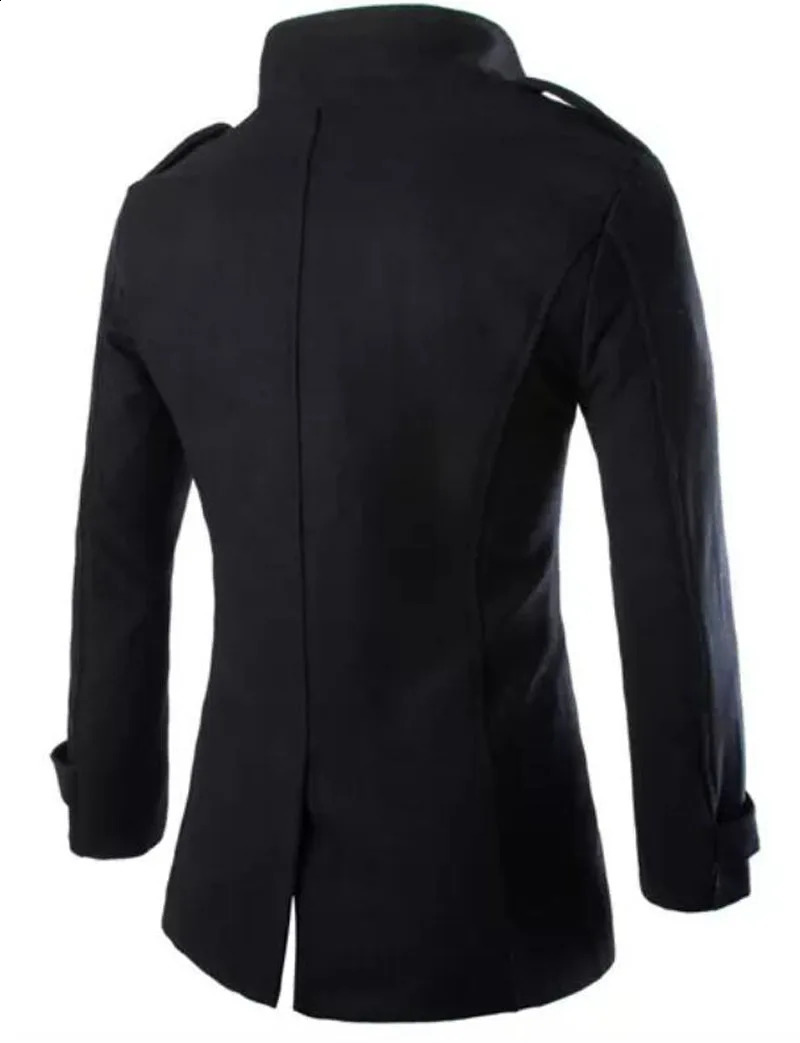 Mens coats trench winter mens pea double breasted wool and blend ed clothing W01 240827