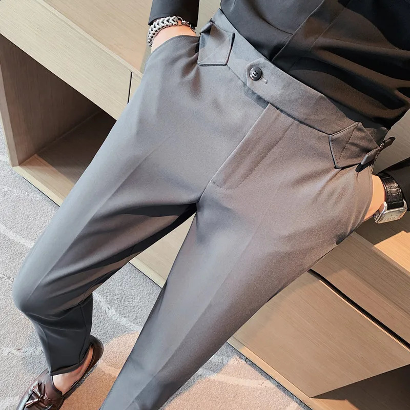 Autumn Winter Mens High Waist Casual Mens Business Mens Naples Dress Pants Street Clothing Fashion Slimming Set Pants 29-36 240828
