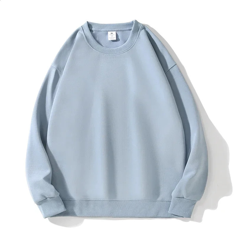 Autumn and Spring Mens 100% Cotton Tshirt Long Sleeve Round Neck Hoodie Solid Sport Loose Hip Hop Top 240828