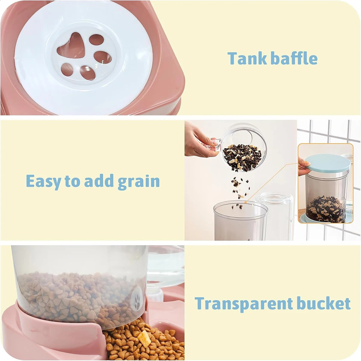 Automatic Cat Feeder Water Dispenser Set 2 In 1 Tilted Automatic Pet Food And Water Feeder Gravity Food Feeder and Waterer 240828