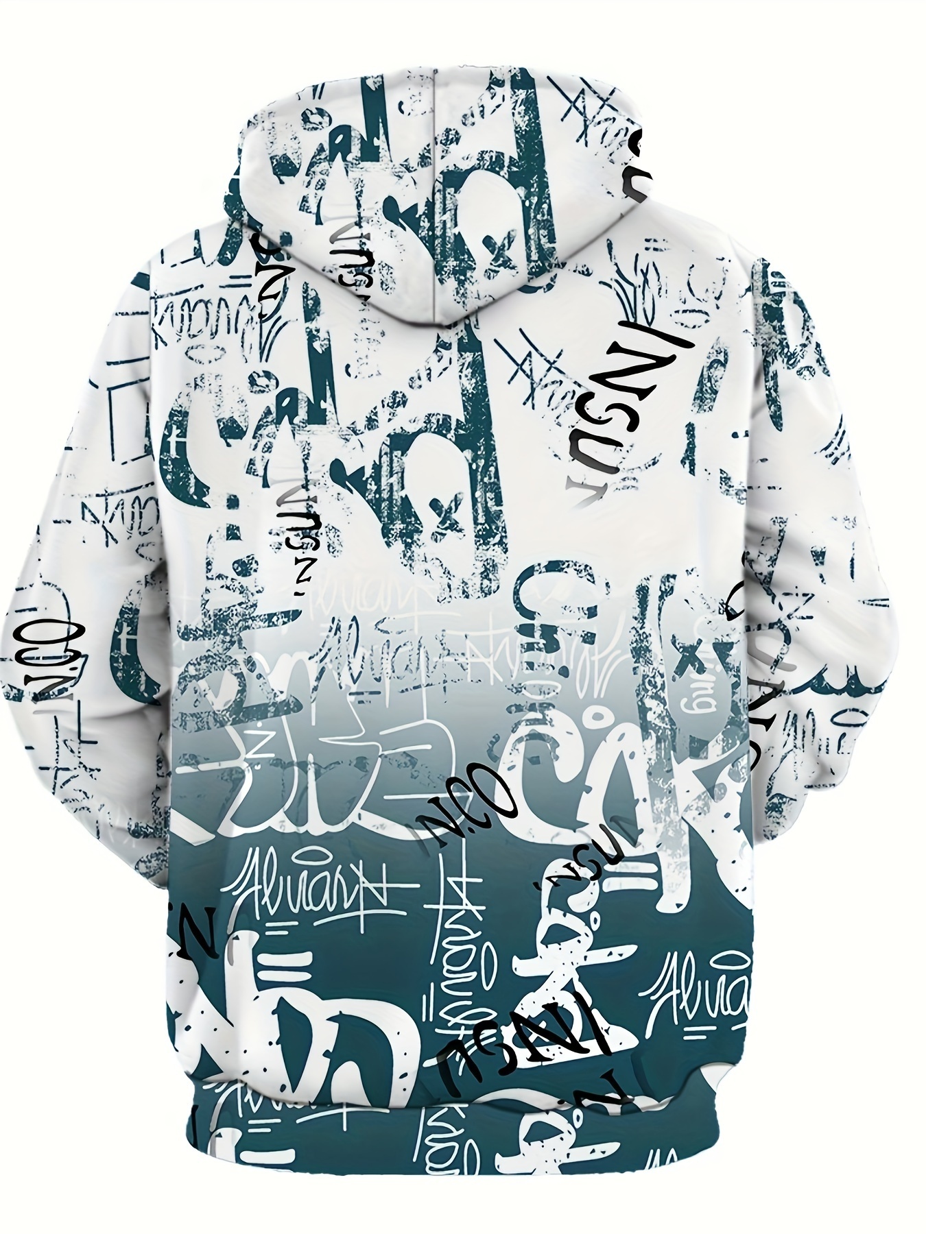 Plus Size Mens Bold Graffiti Hoodie - Stylish Hooded Sweatshirt for Big Tall - Comfortable All-Season Wear