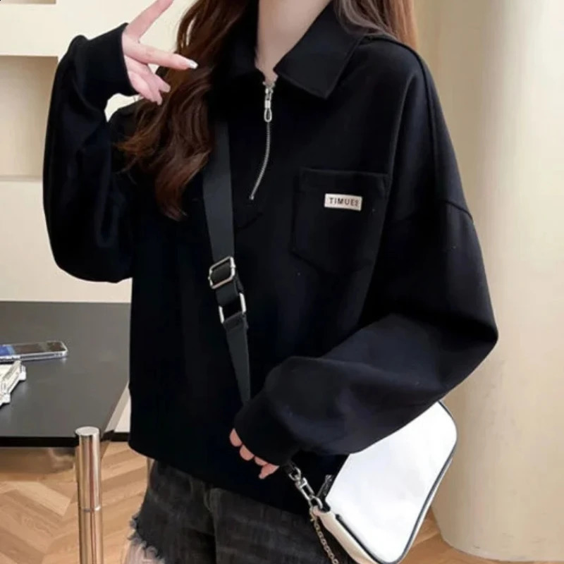Cotton Zipper Cut Womens Top Full Zipper Y 2k Retro Sportswear M Long Sleeve Coat Xxl Womens Sportswear 240827