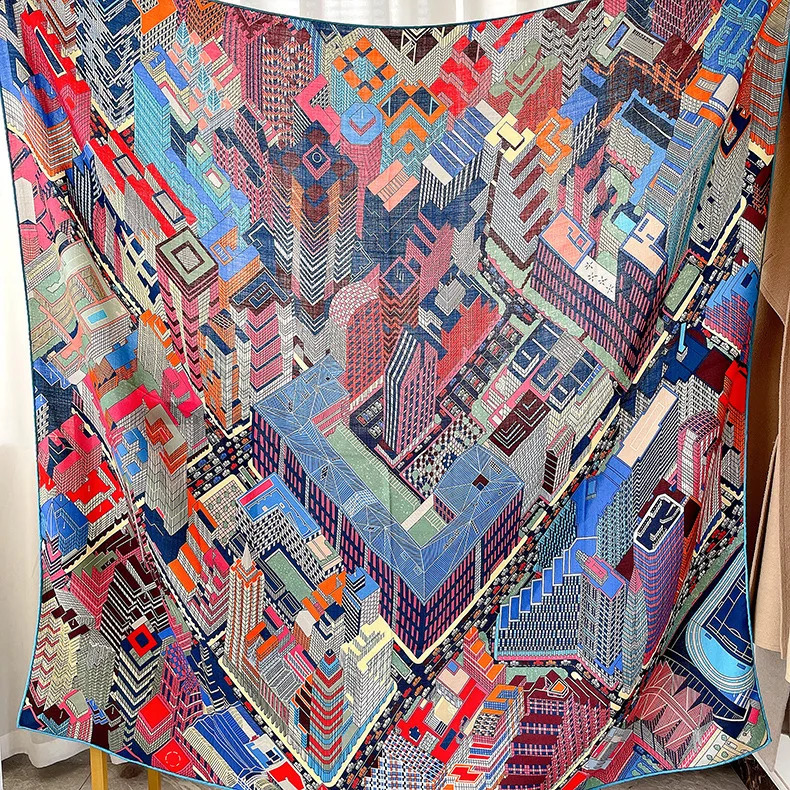 Silk Cashmere Wool Scarf er Poncho Pashmina Winter Accessories Hand Rolled Edges Stole Scarves 140 240826