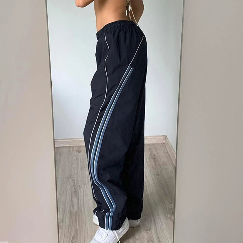 Cuteandpsycho Striped Print Streetwear Joggers Parachute Cargos Casual Loose Y2K Baggy Sweatpants Harajuku Chic Fashion Pants 240827