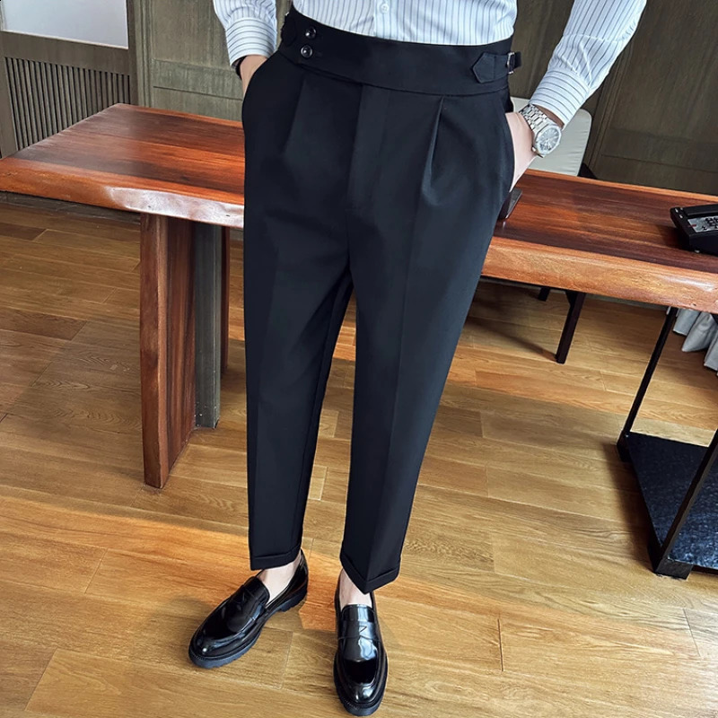 Sexy Neapolitan mens business high waisted formal pants mens banquet wedding dress mens ultra-thin casual dress pants 240828