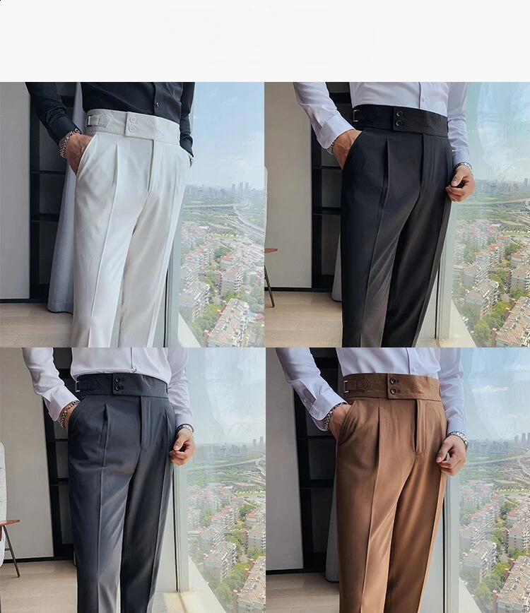 Mens high-quality elegant ultra-thin dress pants Naples set pants Italian business formal social mens banquet wedding 240828