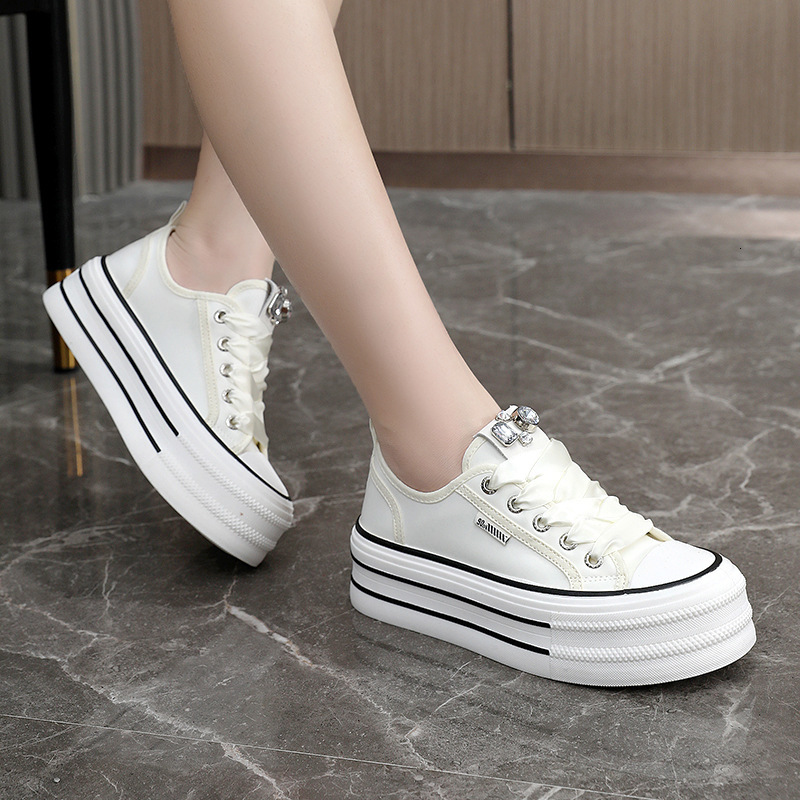 Ddmysports BR New White For Women In Summer Breathable S Board Thick Soled Canvas Shoes Height Increasing Casual OUTDOOR