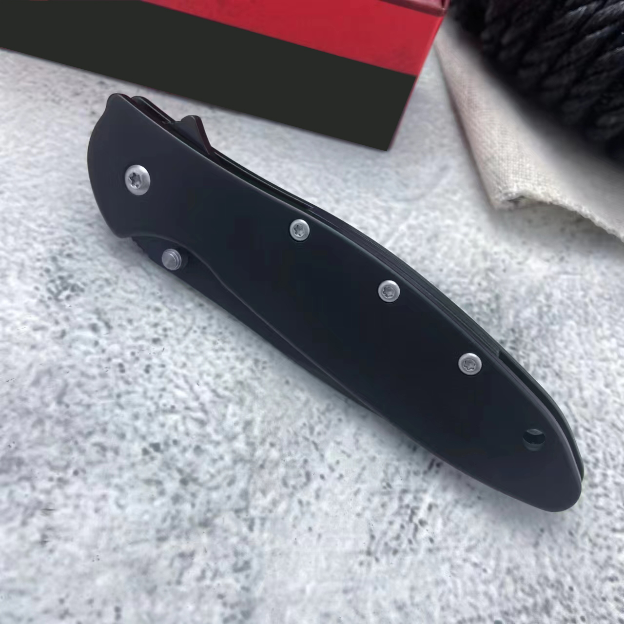 Tactical KS 1660 Leek Flipper Assisted Folding 8Cr13Mov Blade Stainless Steel Handle with Belt Clip Everyday Carry for Hunting Camping Pocket Knife 90