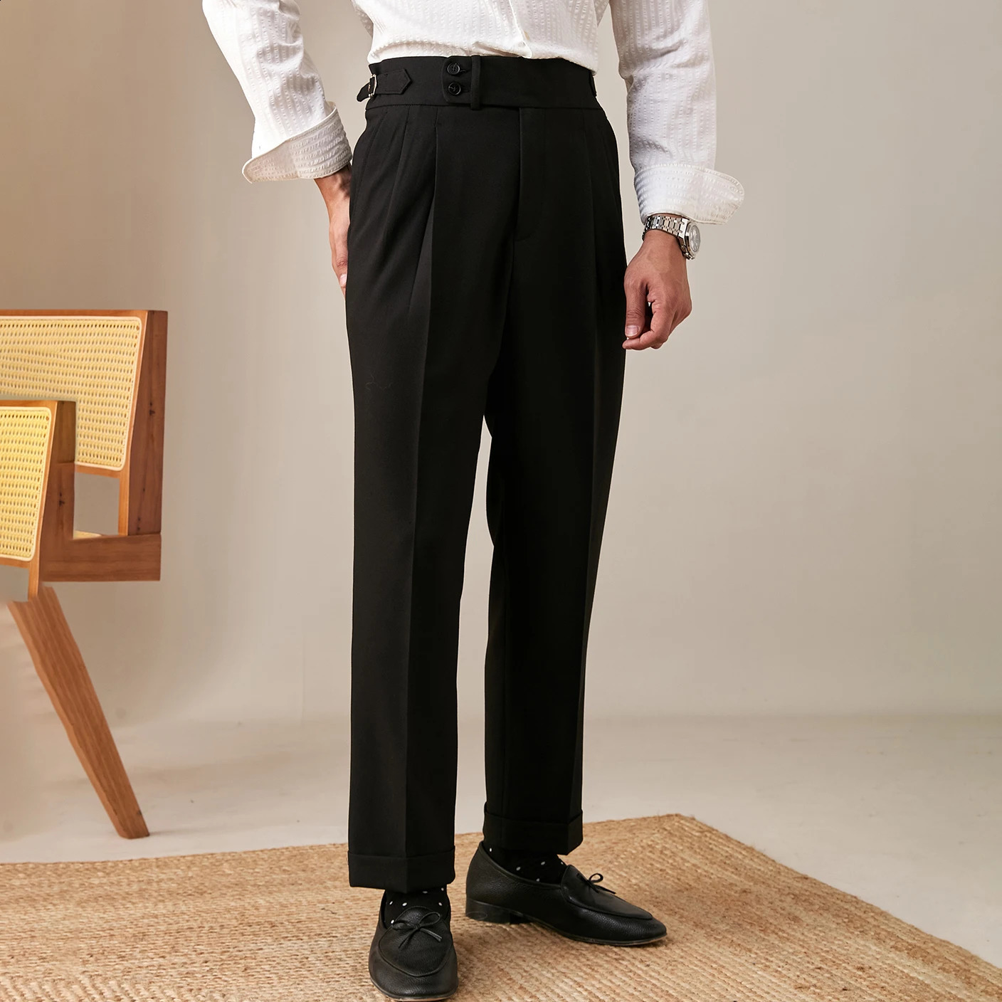 Naples Italy casual suit mens straight pair business pants mens social mens office mens retro mens style 240828