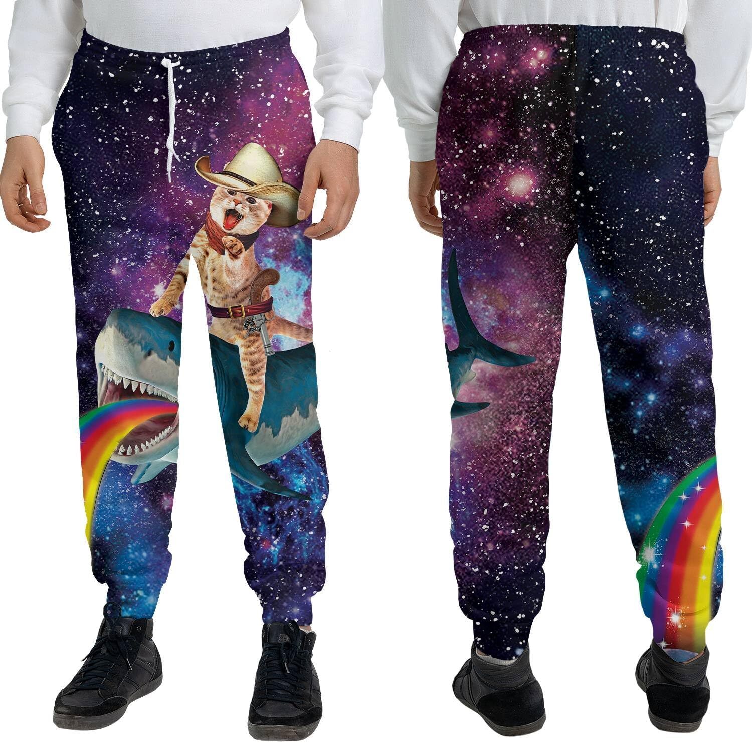 Sweatpants Mens 3D printed pants Funny Cat Shark Rainbow Christmas Sweatpants Men Galaxy Joggers Mens Sweatpants for Men Sweat pants