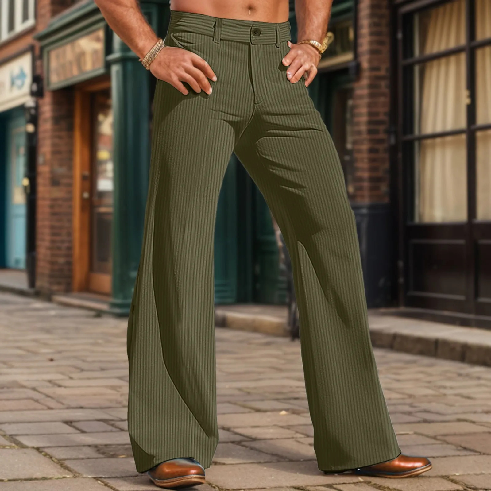 Male Dress Pants Corduroy Pants Flared Pants Trousers Casual Pants Pocket Plain Comfort Business Daily Holiday Fashion Modern 240828