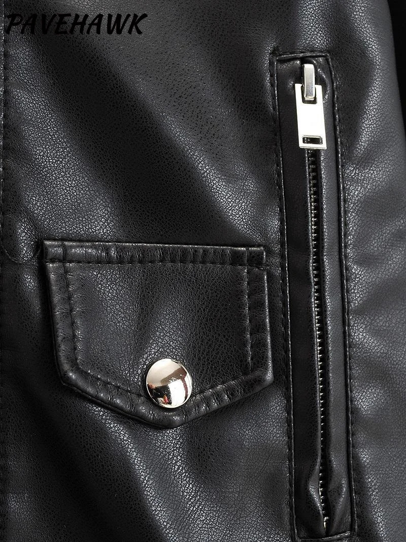 Womens retro Pu leather jacket with lapel zipper loose streetwear motorcycle jacket autumn thick warm casual punk jacket 240827