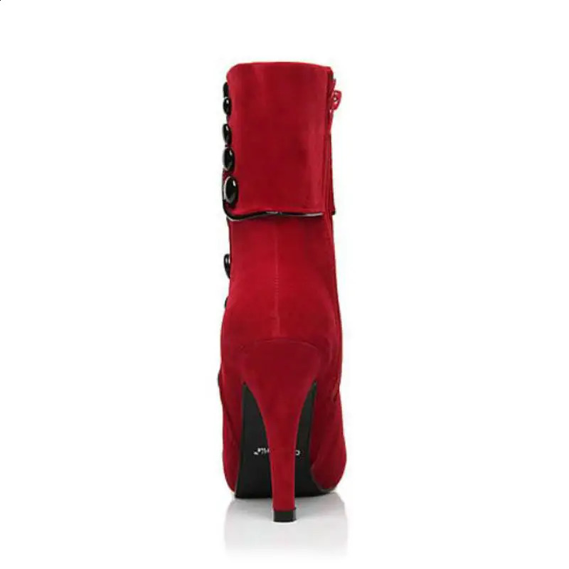 LazySeal platform womens boots high heels fashionable red shoes womens platform buckle winter boots womens shoes 240827