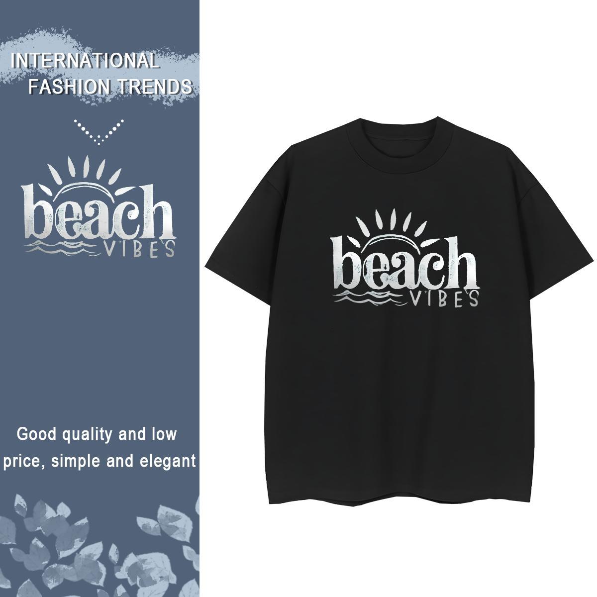 5A Couples T Shirts 100% Cotton 230g letter Street Casual T Shirt For Woman Crew Neck Breathable Floral Print Tshirts