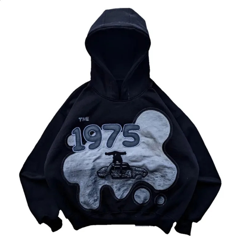 European and American street fashion Pullover anime letter printing super large hoodie mens Y2K Harajuku hiphop rock jacket womens 240827