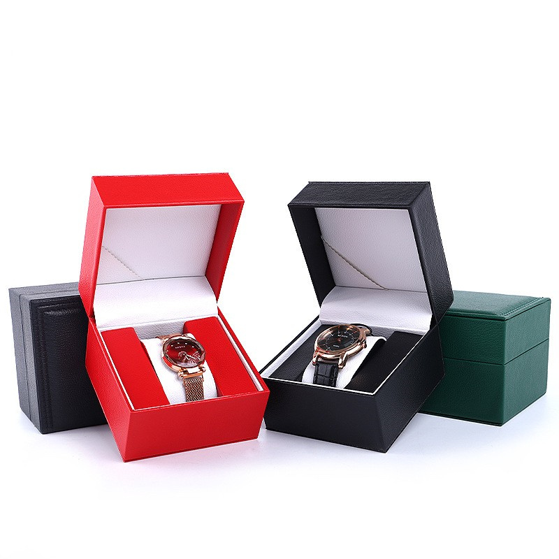 Watch Box PU Leather Storage Boxes Wristwatch Display Holder Organizer Jewelry Bracelet Gift Case with Pillow
