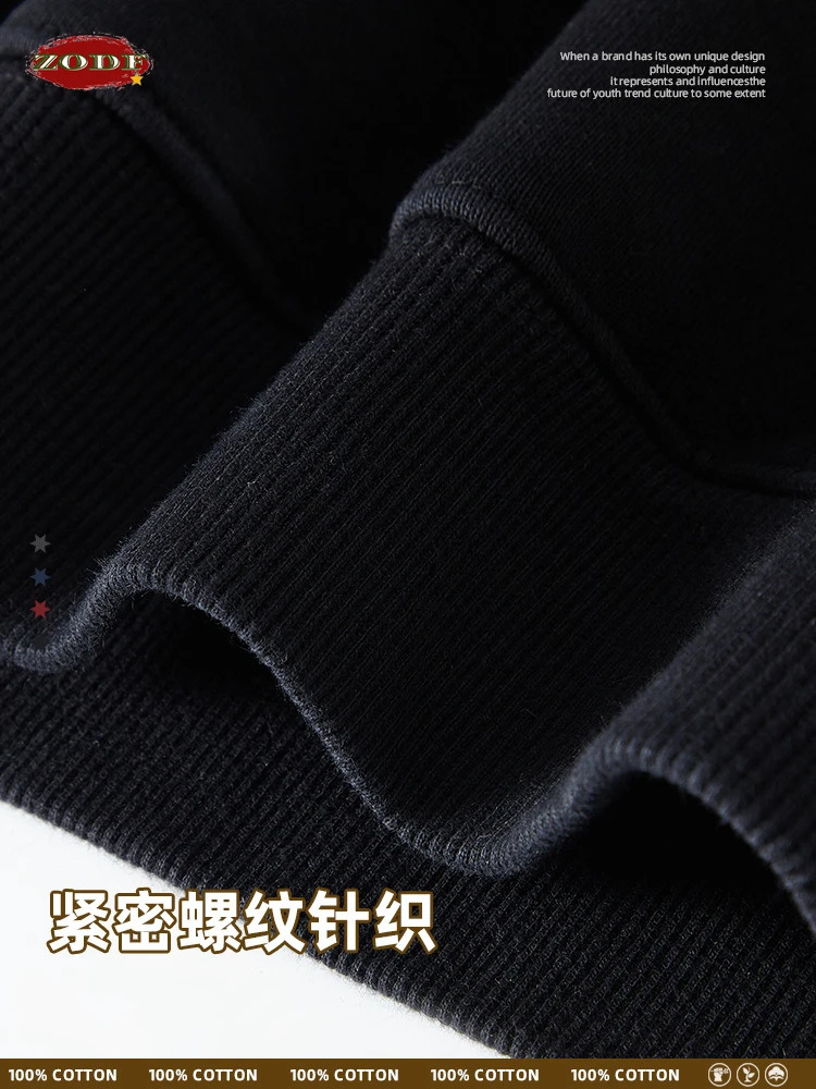 ZODF Spring Autumn Washing 380gsm Mens Hoodie Unisex Retro 100% Cotton Loose Pulling Flower Street Clothing HY0782 240827