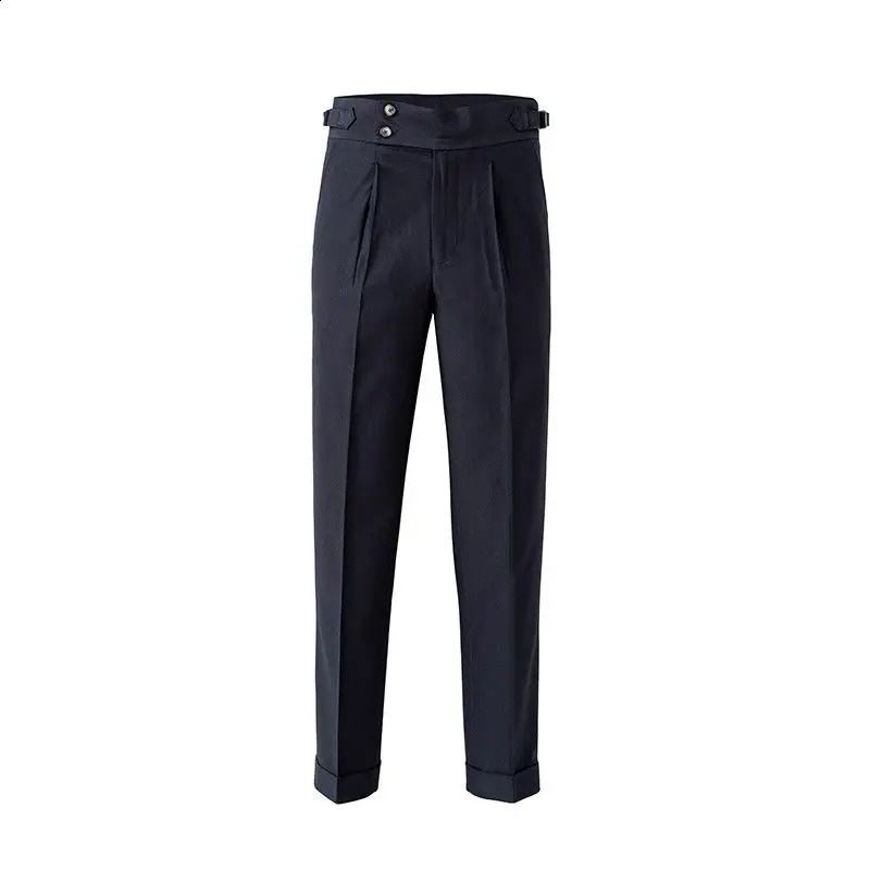 White high waisted straight leg Naples casual iron free business Italian Paris button up pants mens spring and autumn pants 240828