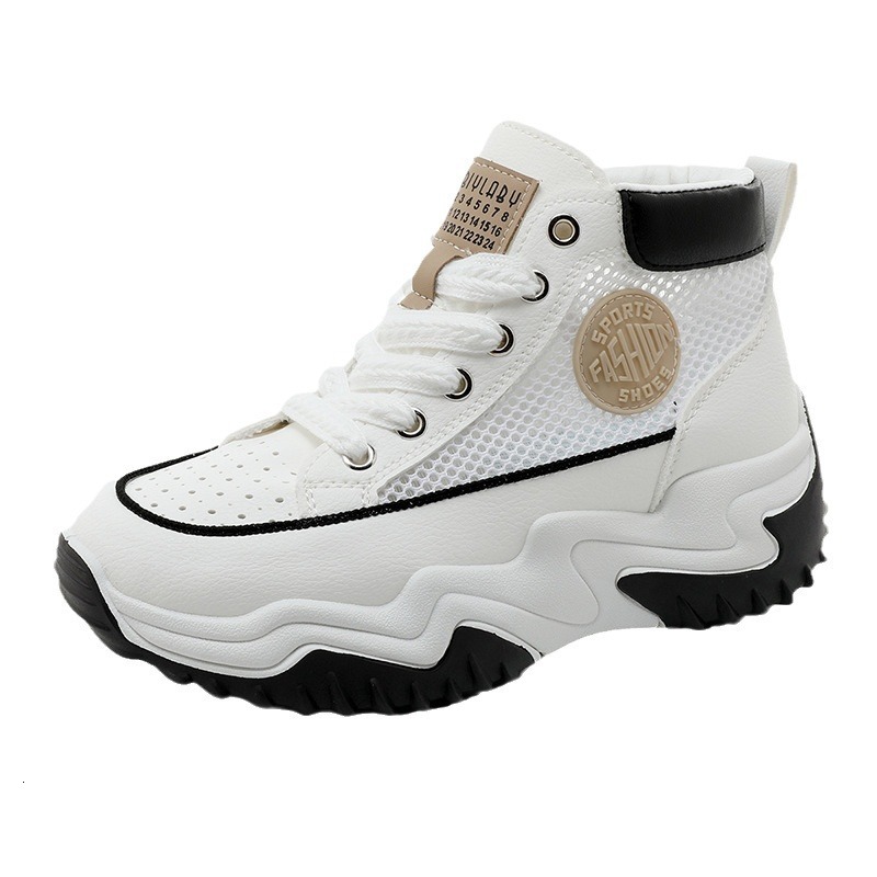 Ddmysports Z New For Women Summer Breathable Igh Top Mesh Thick Bottom Eight Increase Classic White Sports Shoes OUTDOOR