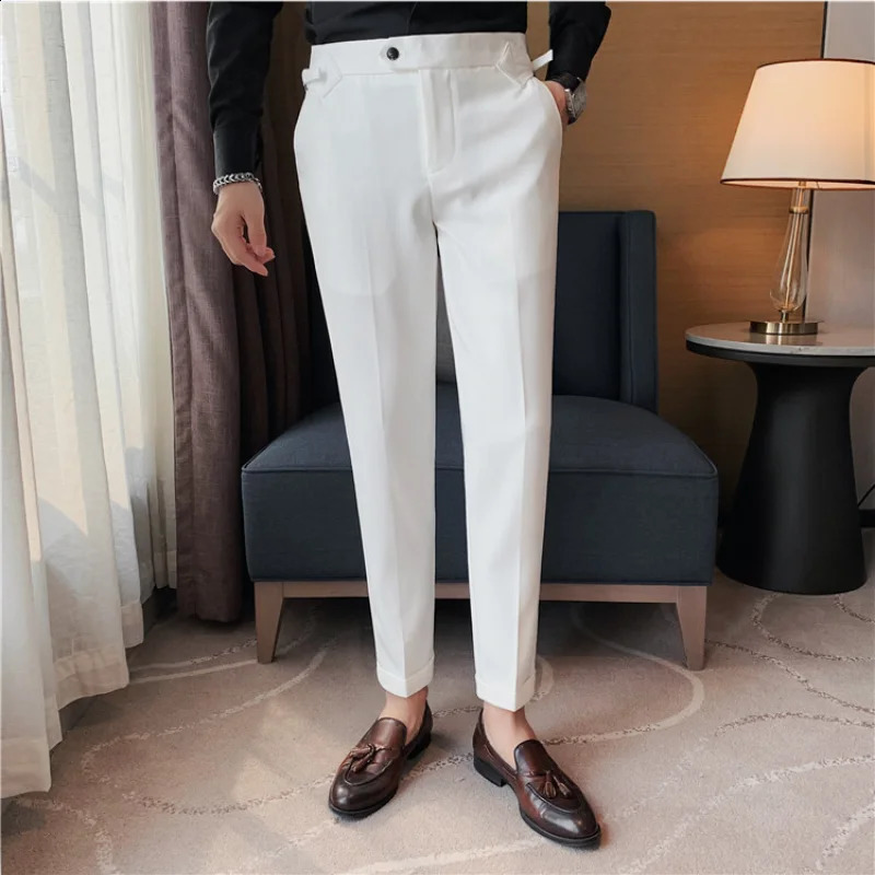 Autumn Winter Mens High Waist Casual Mens Business Mens Naples Dress Pants Street Clothing Fashion Slimming Set Pants 29-36 240828