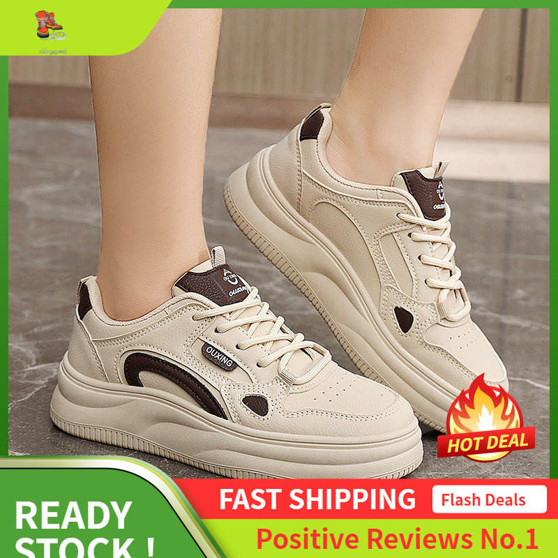 Ddmysports S New White Spring And Summer Breathable Women S Thick Soled Height Increasing Board Shoes Wear Resistant Casual Sports Trend OUTDOOR