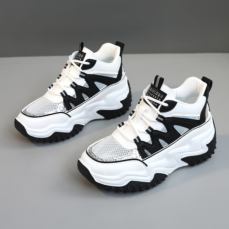 Ddmysports YDZ New Dad Women S Spring And Autumn Korean Edition Ollow Splicing Mesh Increase Thick Bottom Casual Shoes OUTDOOR