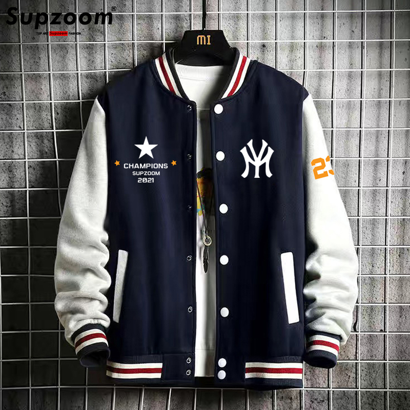 Supzoom ly arrived with ribbed sleeves cotton top single chest casual bomber baseball jacket loose cardigan 240827