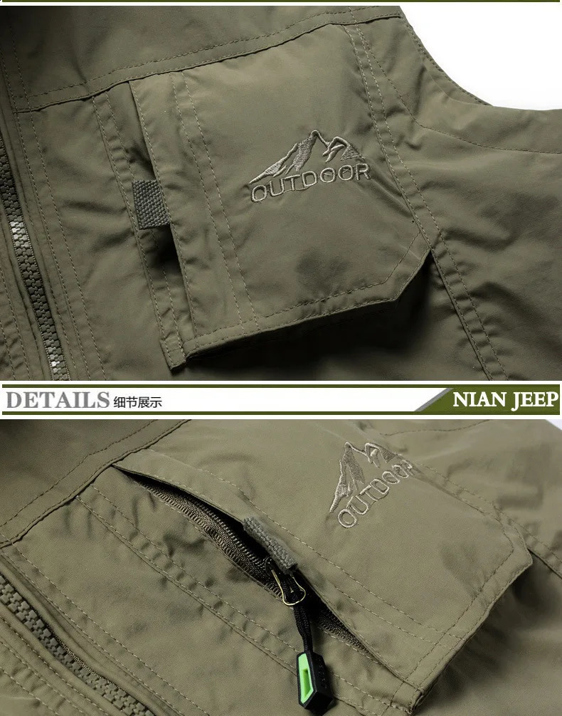 Mens mesh quick drying vest mens outdoor multi pocket hiking fishing pography multifunctional tactical jacket 240827