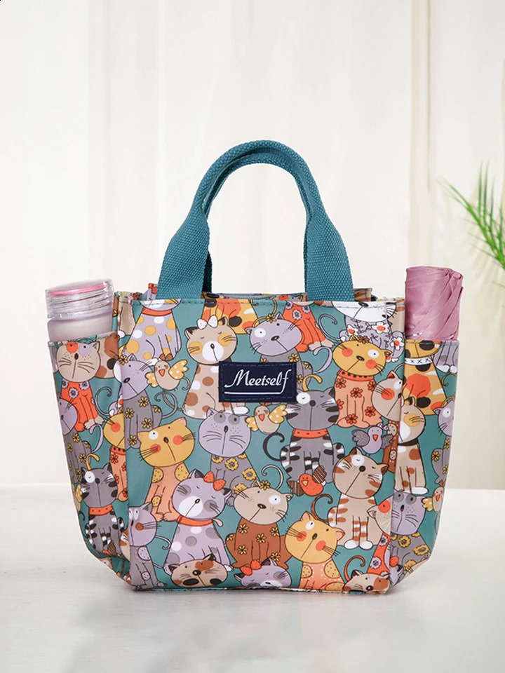 Office workers go out with rice lunch box bag thermal bento fashion tote canvas hand carrying mommy 240827