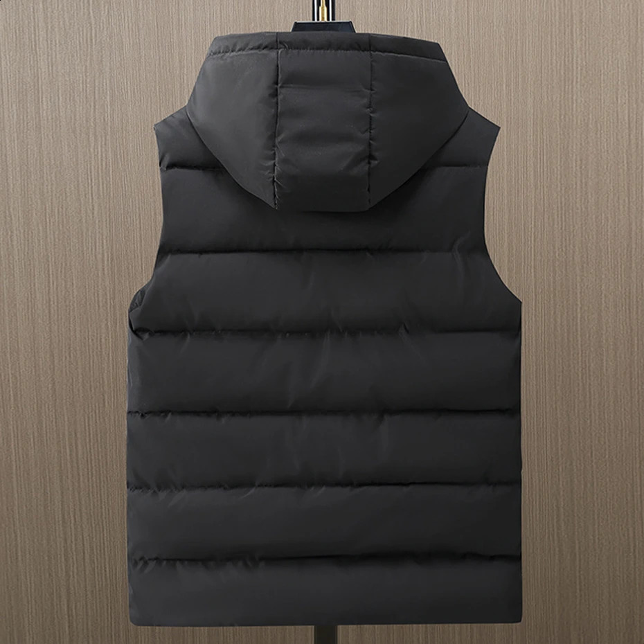 Winter mens thick warm vest Plus size 10XL 12XL fashionable casual solid color black sleeveless jacket large 11XL 240827