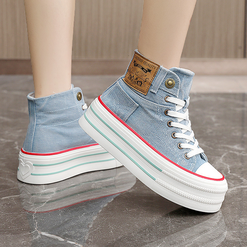 Ddmysports BR New Canvas For Women In Summer High Top Breathable Thick Sole Height Increasing Versatile Wear Resistant Classic Sports Shoes OUTDOOR