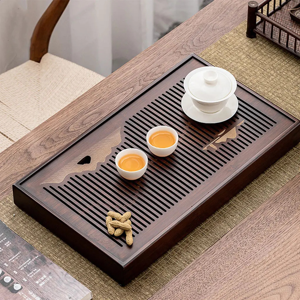 China Natural Bamboo Tea Tray Water Storage Kung Fu Tea Tray Dry Wet Dual Use Simple Tea Tray 240828