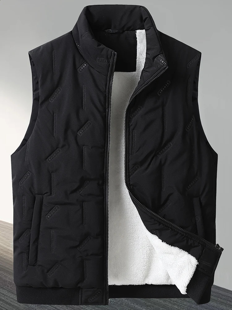 10XL Winter Mens Tank Top Jacket Solid Blue Green Sleeveless Coat Cashmere Lining Warm Plus Size 7XL 8XL 9XL 240827